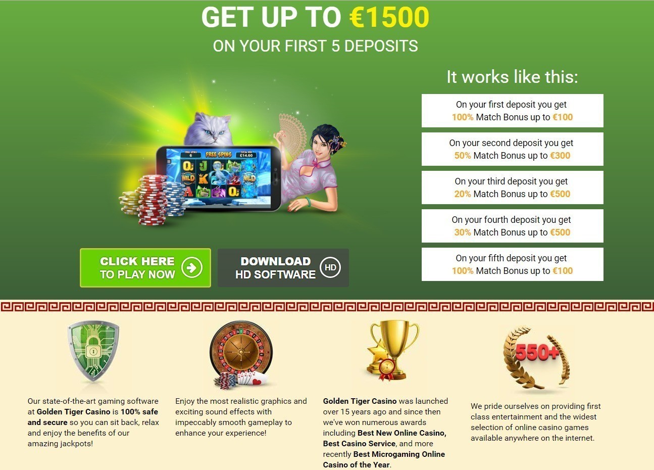 Signup bonus in Golden Tiger Casino