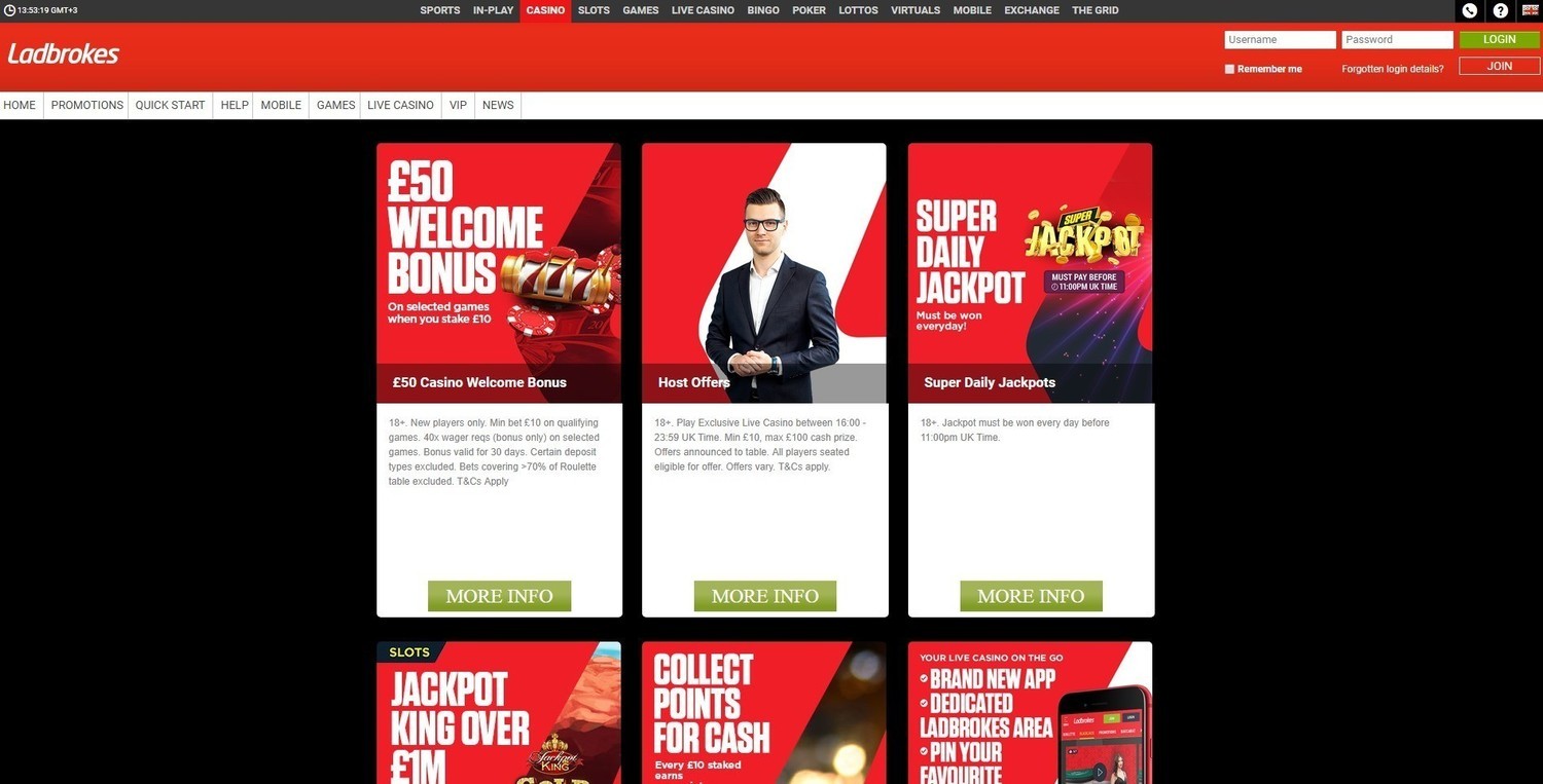 Bonuses and promotions at Ladbrokes Casino