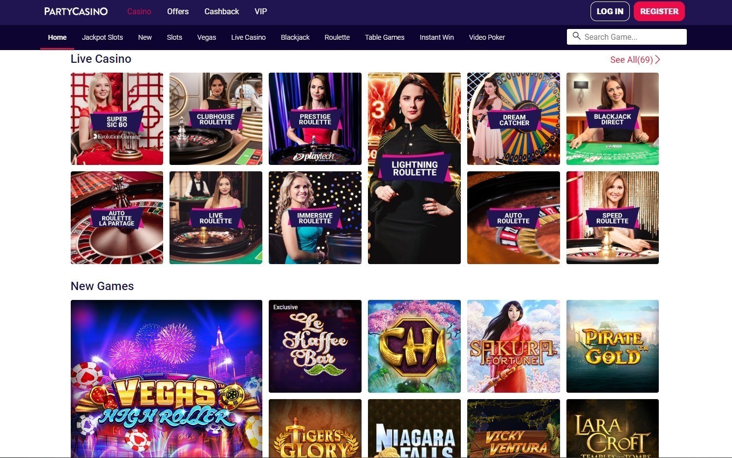 Party casino games and slots